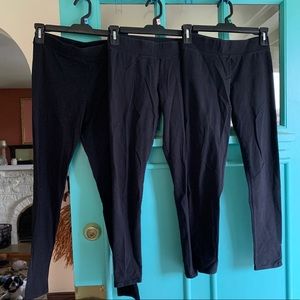 3 Pairs Black Cotton Leggings Aerie Pink VS small